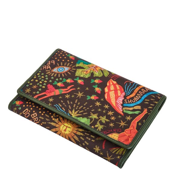 Hand Crafted Fabric Printed Green Trifold Wallet Card Holder – Women’s Organizer - Picture 9 of 9